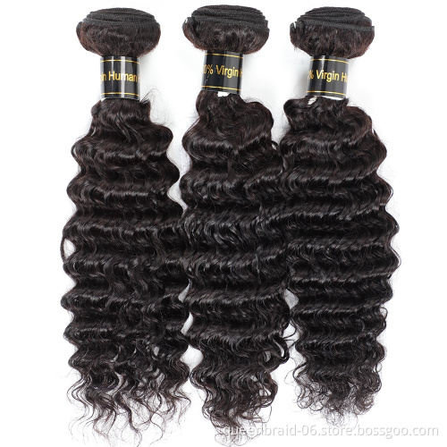 Brazilian Deep Wave Virgin Human Hair Bundles Wet and Wavy Curly Hair Bundles Weave Hair Human Bundles